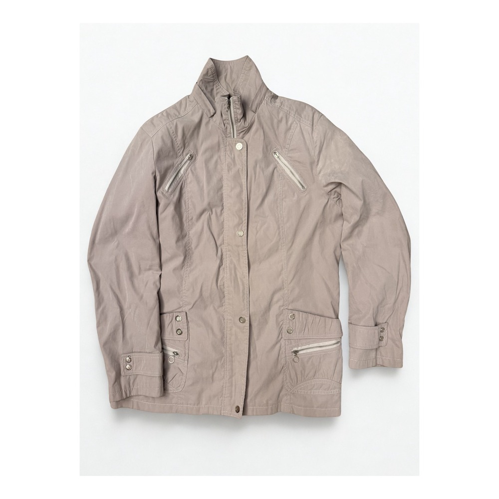 Lili Collection‎ Beige Utility Jacket Women's XL Full Zip Snap Pockets Lagenlook